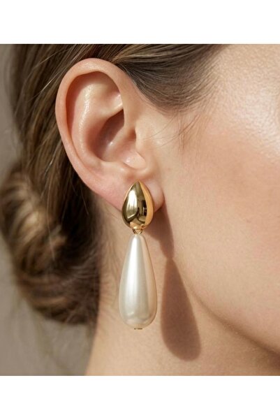 Twinssis Accessories Gold Damla Model İnci Küpe