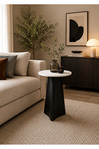 N.zone Modern Geometric Luxury Circular Side Table - Elegant Decorative Table...