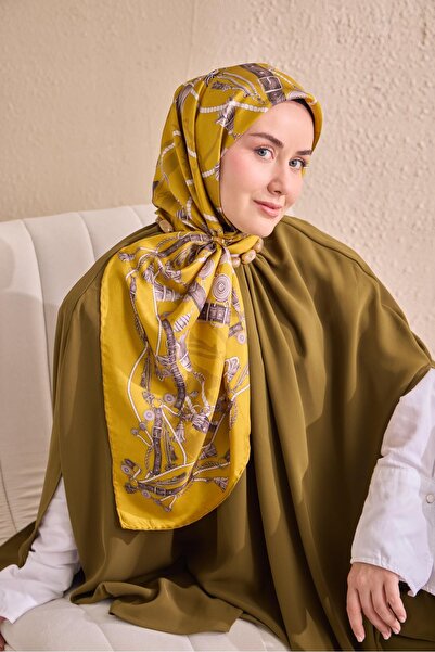 Silk Home Eșarfă de mătase Tivil 11530 - 18 Verde Acid - Model cu curele de n...
