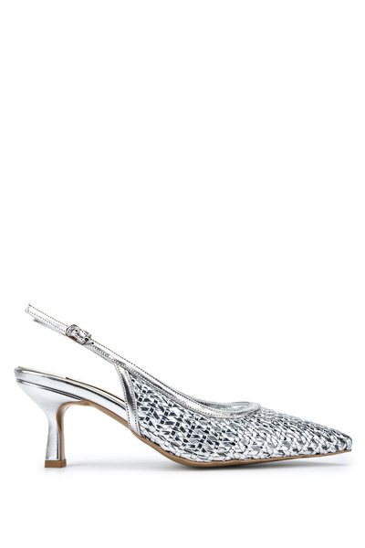 Tamer Tanca Women's Faux Leather Silver Heeled Shoes