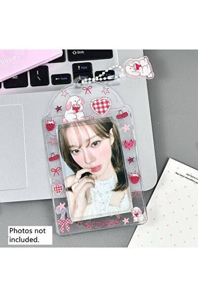 choice2 B 2pcs Strawberry Bunny Print Photocard Holder Korean Style 3 Inch Kp...