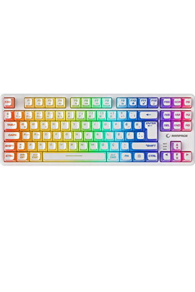 Rampage Zephyra TKL RGB Beyaz Sessiz Türkçe Q Gaming Klavye Keyboard Kompakt ...