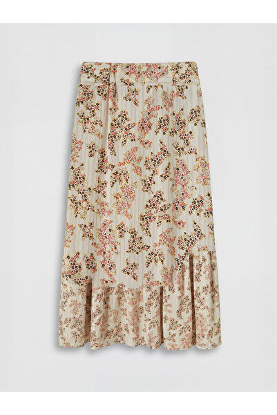 LC Waikiki Nevavm Floral Ruffle Skirt with Elastic Waist