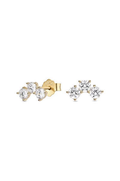 Lisa&Co. Cercei Argint DOT Argint placat cu rodiu / Zircon / Alb