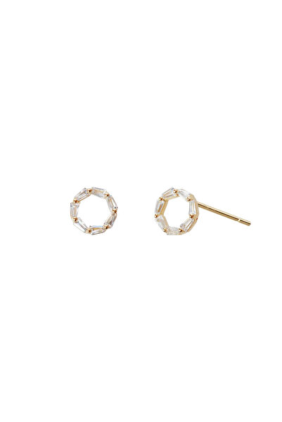 Lisa&Co. Cercei Argint Circle of Life - Baguette Argint placat cu aur galben ...
