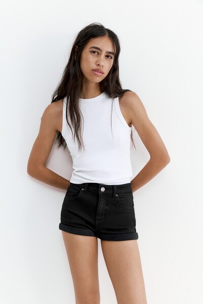 Pull & Bear Orta bel denim şort