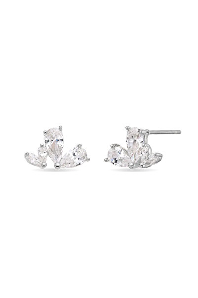 Lisa&Co. Cercei Argint Floral Argint placat cu rodiu / Cristale Zircon