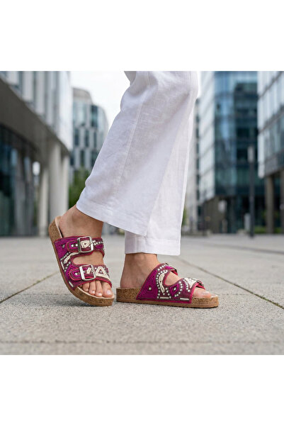 Letafia Maya Stone and Bead Embroidered Cork-Soled Slippers