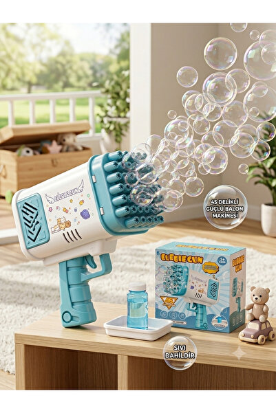 G-TUĞ OUTLET 45 Delikli Otomatik Baloncuk Makinesi Güçlü Işıklı Bubble Gun Oy...