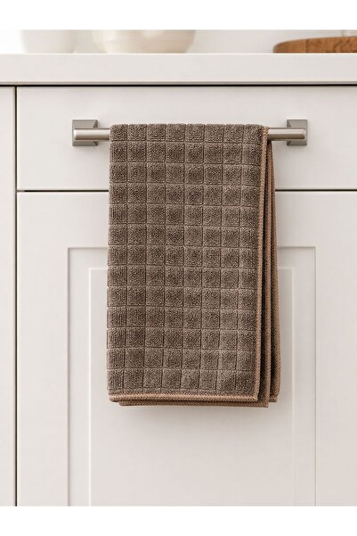SİLVER HOME 3 Adet Kareli Mikrofiber Temizlik Bezi Ultra Emici İz Bırakmaz Kahverengi 40×40 Cm