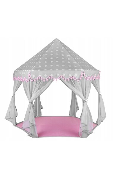 KRUZZEL Cort de joacă pentru copii, tip Castel, Tipi, Palat, 140cm – Gri și R...