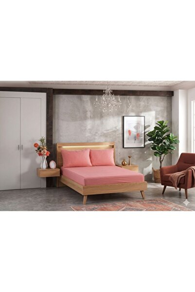 VİLERA HOME Pink Akfi̇l Fabric Double Bed Sheet Set