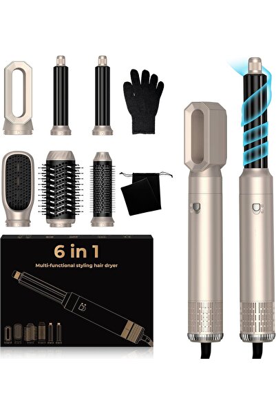 UKLISS Perie de coafat 6 in 1, Air Styler 1000W, uscator, ondulator, perie ro...