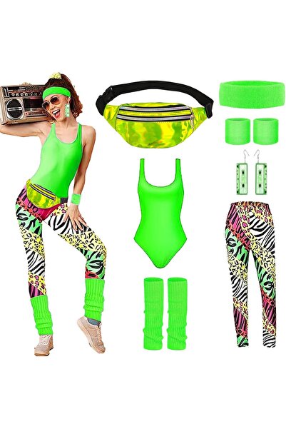 Other 80s Outfit, Women's Accessories, 90s Workout Costume, Retro Neon Swimwe...
