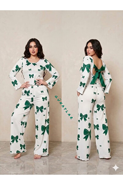 RAHAF TİCARET Women's Pajama Set with Bow on the Back