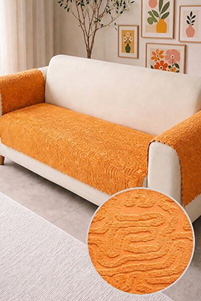 Decomia Home LABİRA Kabartmalı Yumuşak Koltuk Örtüsü Çok Amaçlı Koltuk Şalı K...