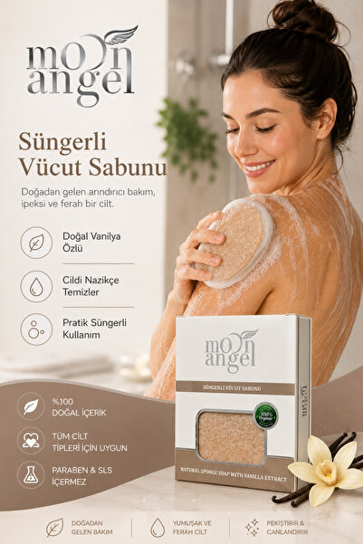 MOON ANGEL Süngerli Sabun Doğal Güzellik Vanilla Extract Vücut Sabunu