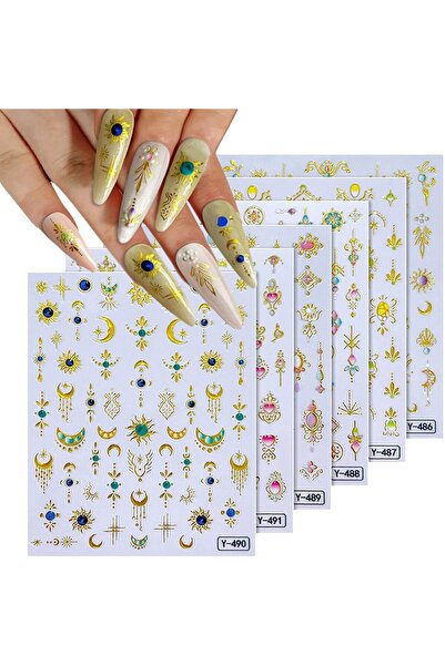 Zasjon Kit de autocolante gel pentru unghii, Decorațiuni pentru unghii, 6 col...