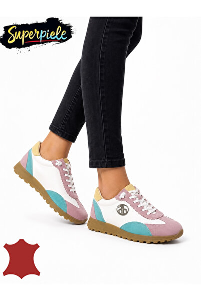 ANGEL BLUE Women's multicolor sneakers made of Genuine Leather with flexible ...