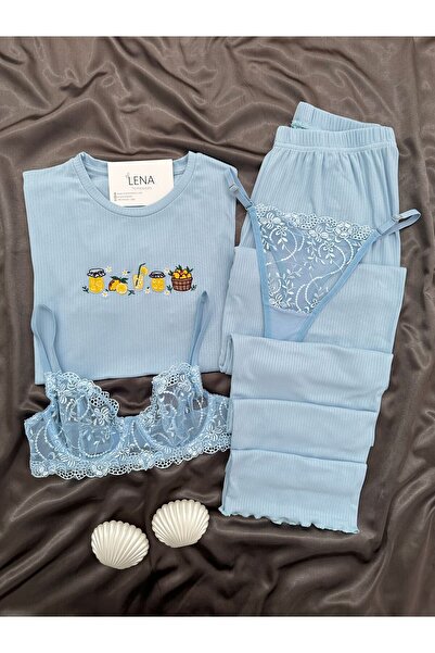 Lena Homewears Set de pijamale Oslo cu mâneci scurte, brodate în față, cu len...