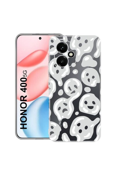bestcase ¬Æ Husa Clear Silicon pentru Honor 400, Gray Acid Smiley, 2036423 T ...