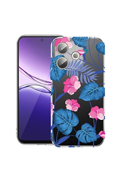 bestcase ¬Æ Husa Clear Silicon pentru OPPO A5 Pro 5G, Tropical Blue Flowers, ...