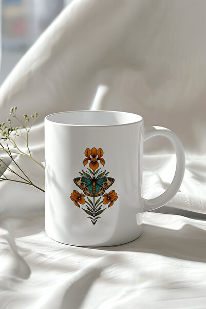 Mio Life Flower Pattern 330ml Printed White Ceramic Mug Cup
