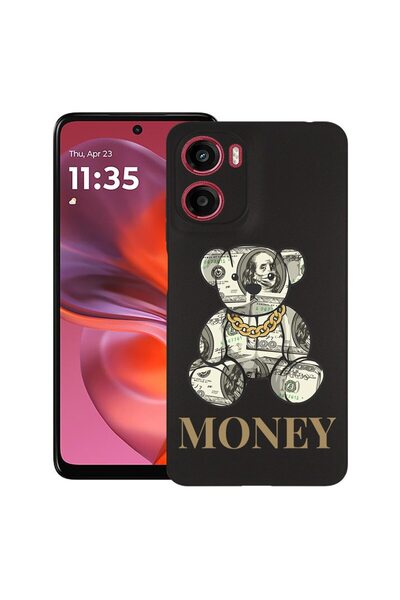 bestcase Калъф за Motorola Moto G06 с дизайн на плюшено мече и пари, TPU мато...