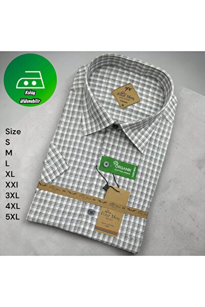 ALMİNA Classic Cut Short Sleeve Single Pocket Cotton Shirt