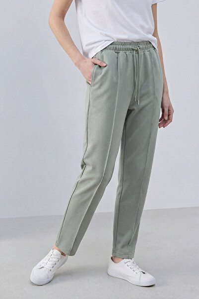 silver&fashion kadın iki iplik yüksek bel jogger eşofman ön ütü dikişli rahat...