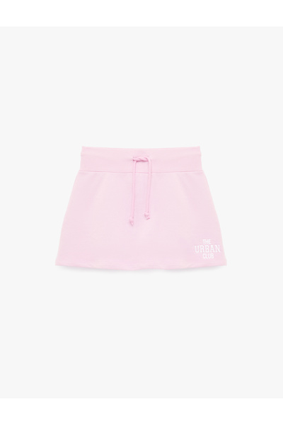 Koton Beli Bağcıklı Slim Fit Nakışlı Mini Spor Şort Etek
