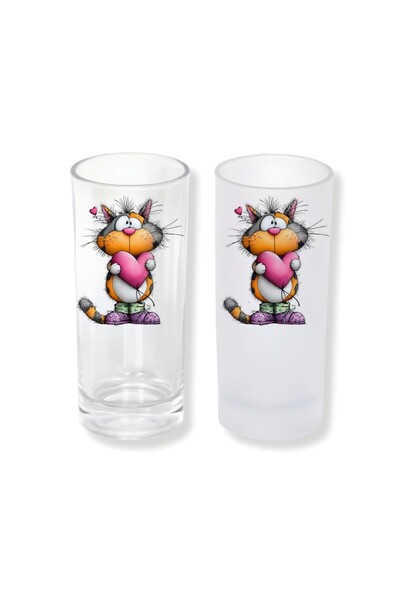 Ghostbastır Raki Glass with Cat Design, with Ice or Iceless Option – 1 Stylis...