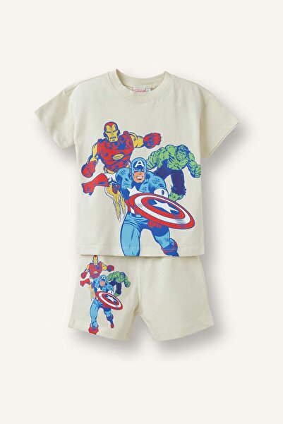 DeFacto Short Sleeve T-Shirt Shorts Marvel Comics 2-Piece Set Baby Boy H7896A...
