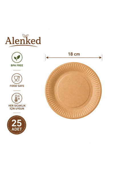 alenked Kraft Karton Tabak 18 cm 25'li