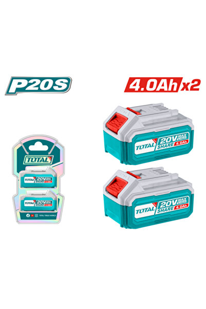 TOTAL Set de 2 baterii industriale, 20V, 4.0Ah, Li-Ion