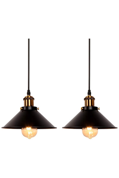 GGEROU 2pc Industrial-style black wrought iron pendant light for kitchen, din...