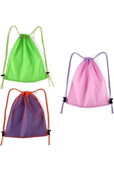 Other 3pcs Beach Toy Bags, Mesh Drawstring Seashell Bag Net Sand Toy Storage ...