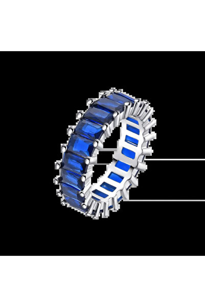 Lisa&Co. Inel Argint Rhea Blue 53 mm / Argint placat cu rodiu / Zircon albastru
