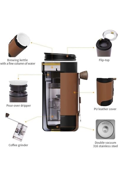 Generic Portable Coffee Maker, Manual Hand Grinder with Double Wall Insulatio...