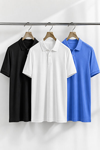COMBİNE MİCHAİL Tricou cu guler polo din 3 piese Trend Casual pentru bărbați
