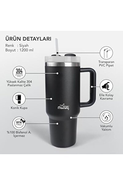 Yıldızan hbp shop Any Morning Vaha 1200 ml Üç Kademe Çevirmeli Kapaklı Çift K...