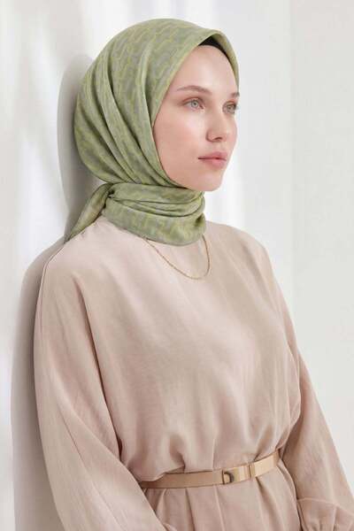 Silk Home Eșarfă moale cu model lanț verde fistic 90x90