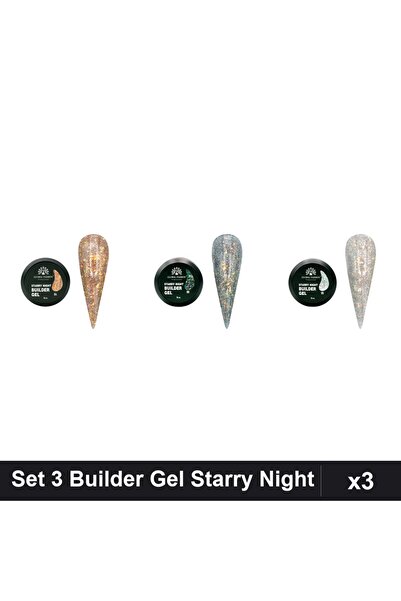 global fashion Set 3 Starry Night Builder Gel 15g Nr.04 Nr.08 Nr.05