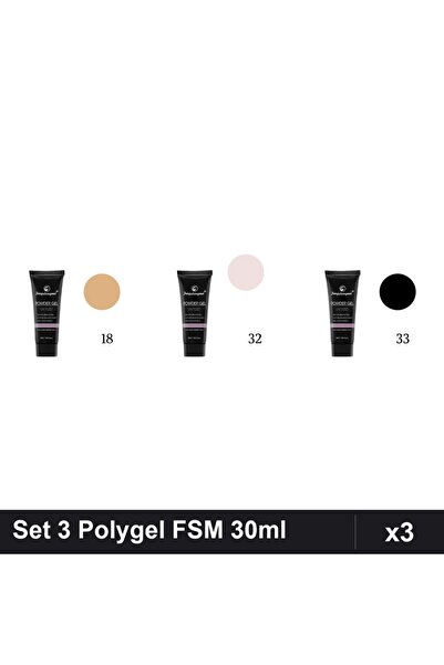 FSM Set 3 Polygel 30ml - Nr.18, Nr.32, Nr.33 - Constructie Unghii