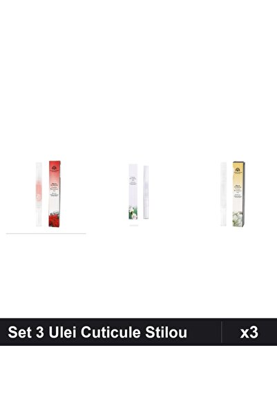 global fashion Set 3 Ulei Cuticule Tip Stilou - Trandafir, Lily, Jasmin -
