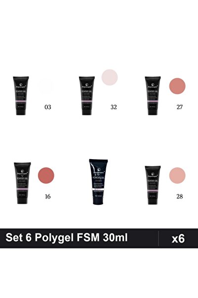 FSM Set 6 Polygel 30ml - Nr.03, Nr.16, Nr.17, Nr.27, Nr.28, Nr.32