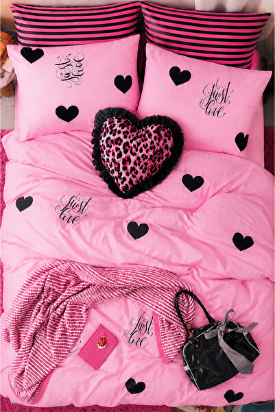 İQON Elastic Sheet Duvet Cover Set Double Size Just Pink-Pink