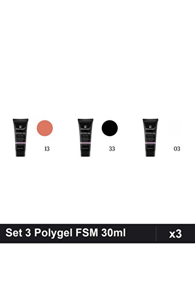 FSM Set 3 Polygel 30ml - Nr.13, Nr.33, Nr.03 - Constructie Unghii