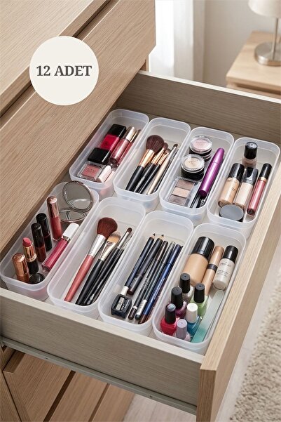 Bayev Dark 12 Pieces (L) Multi-Purpose Drawer Organizer - Jewelry Makeup Orga...