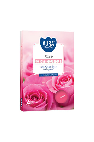 BISPOL Lumanari parfumate, Aura Candles, Rose, 6 bucati